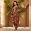 Maroon Cotton Kurti Pant set
