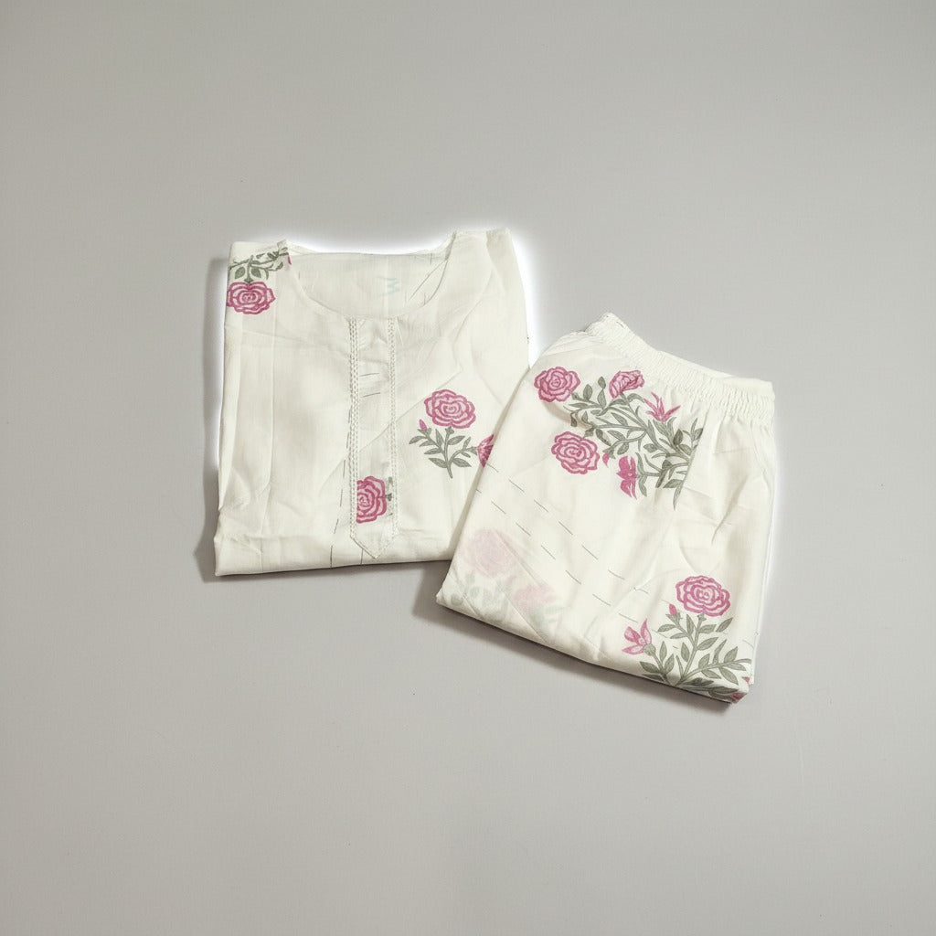 White Floral printed Co=ord set