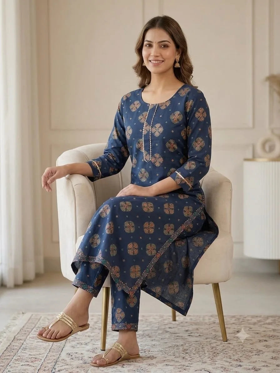Navy Blue Petal Elegance