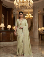 Light Green Fine Georgette Chikankari Saree