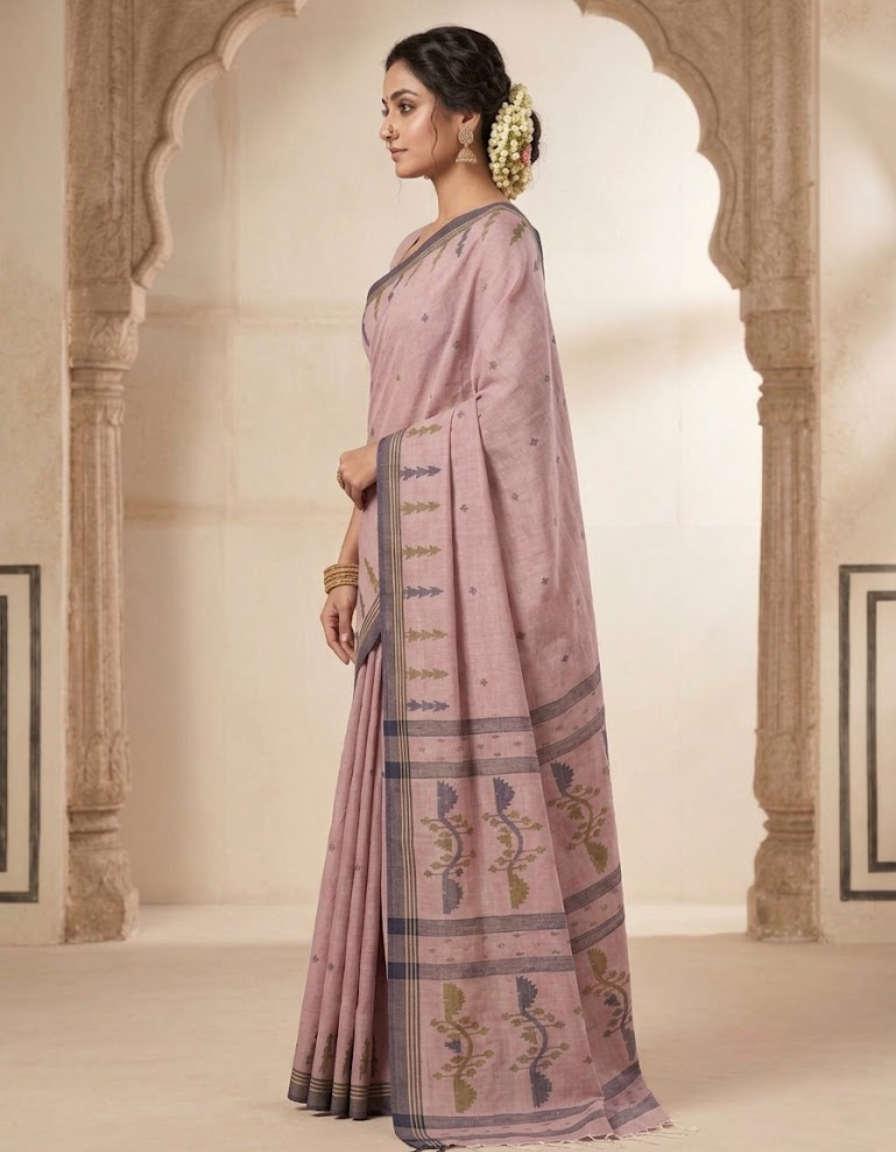 Authentic Handwoven Cotton Jamdani Saree