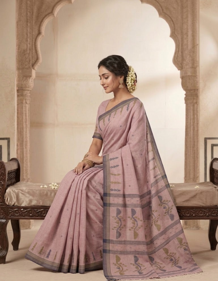 Authentic Handwoven Cotton Jamdani Saree