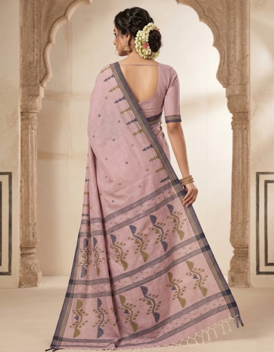 Authentic Handwoven Cotton Jamdani Saree