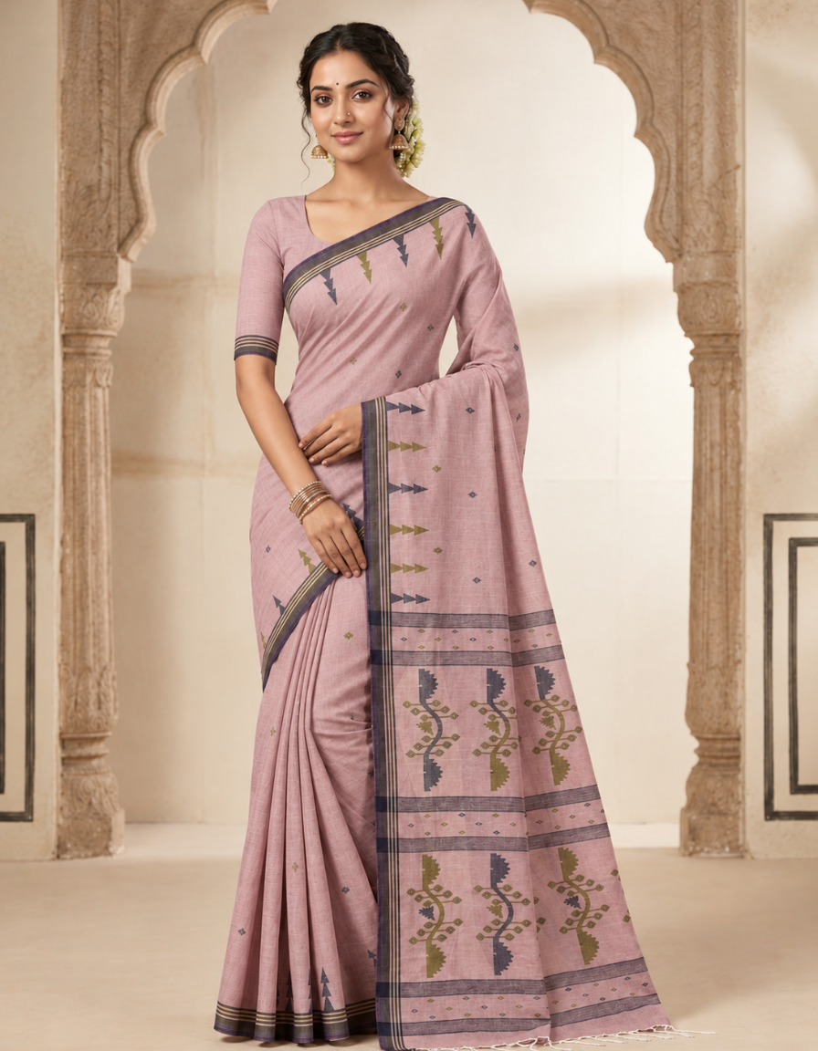 Authentic Handwoven Cotton Jamdani Saree