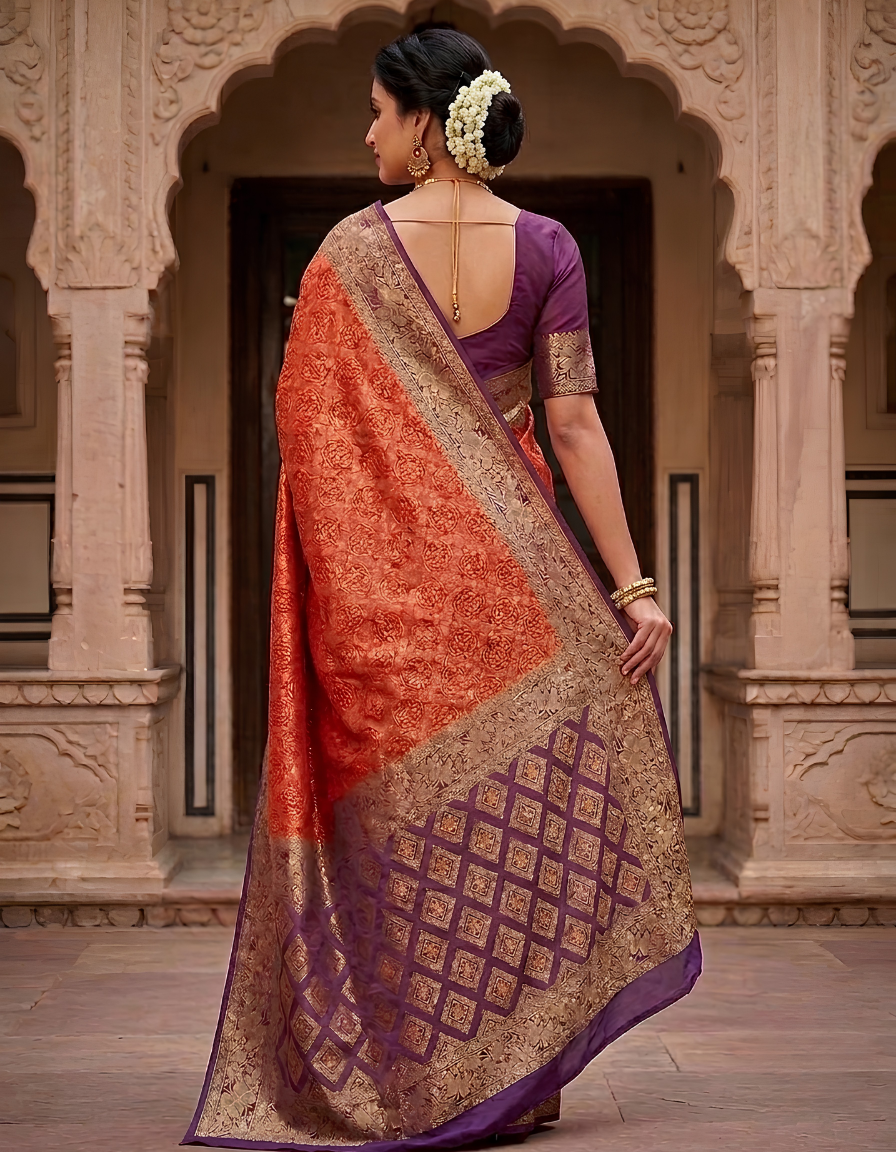 Exquisite Bandhni Khaddi Georgette Banarasi Saree