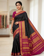 Black cotton silk saree