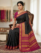 Black cotton silk saree
