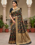 Elegant Black Munga Silk Banarasi Saree