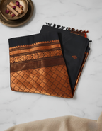 Handwoven Black Cotton Banarsi Saree