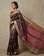 Elegant Monika Silk Saree with Colorful Weaving & Zari border