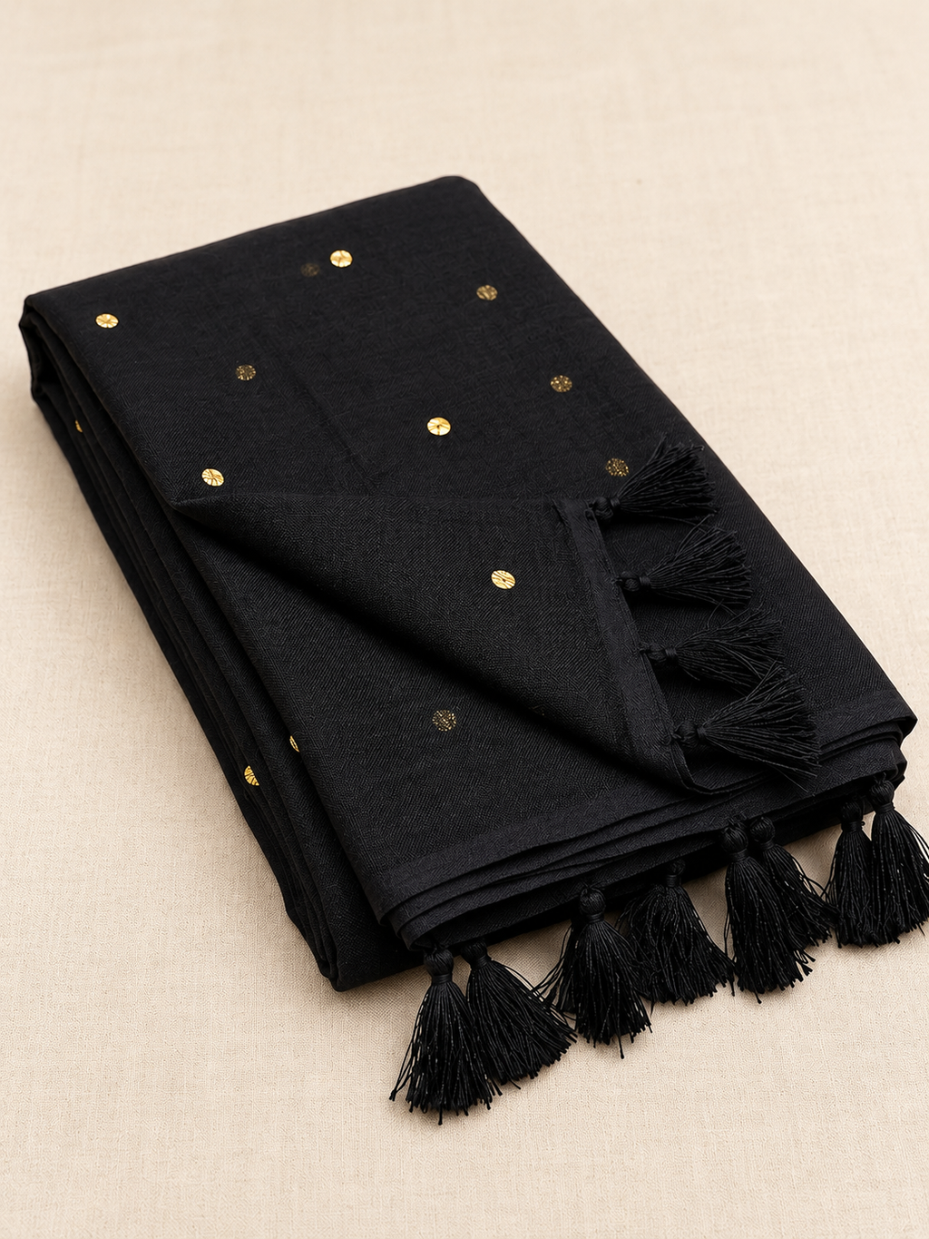 Elegant Black Handloom-Style Saree
