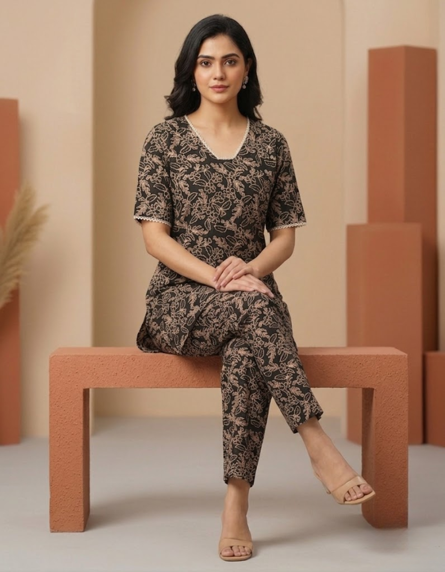 Brown printed Co-ord set