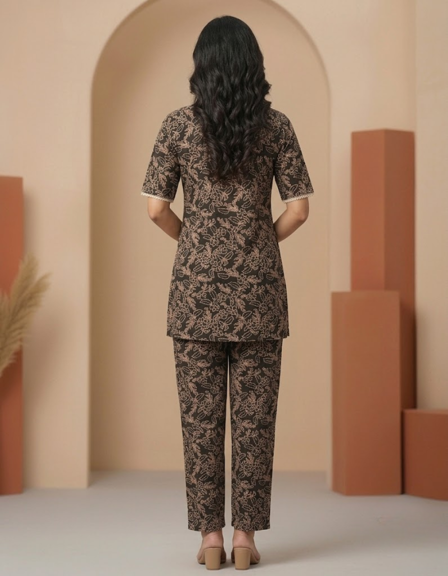 Brown printed Co-ord set