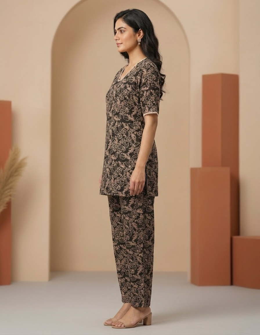 Brown printed Co-ord set
