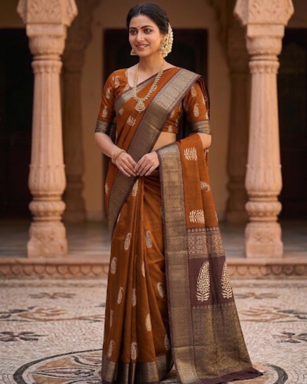 Chanderi Discharge block print saree