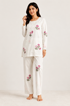 White Floral printed Co=ord set