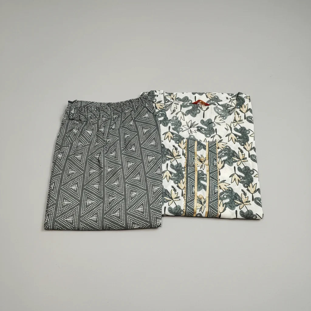 Flower Printed Kurti with matching bottom