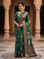 Chanderi Discharge block print saree