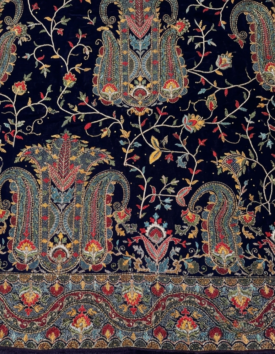 Kashmiri Kashida Embroidered Fine Georgette Saree