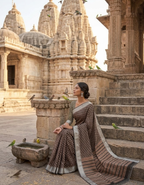 Elegant Ajrak Hand Block Print Saree