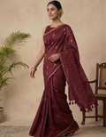 Brown Ghicha silk saree