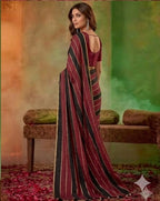 Maroon & Black Mul Cotton Saree