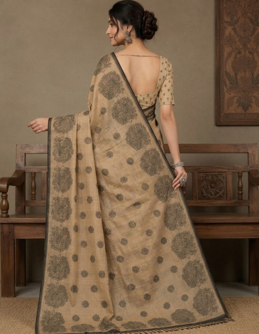 Ethereal Grace: Handwoven Muslin Jamdani Saree