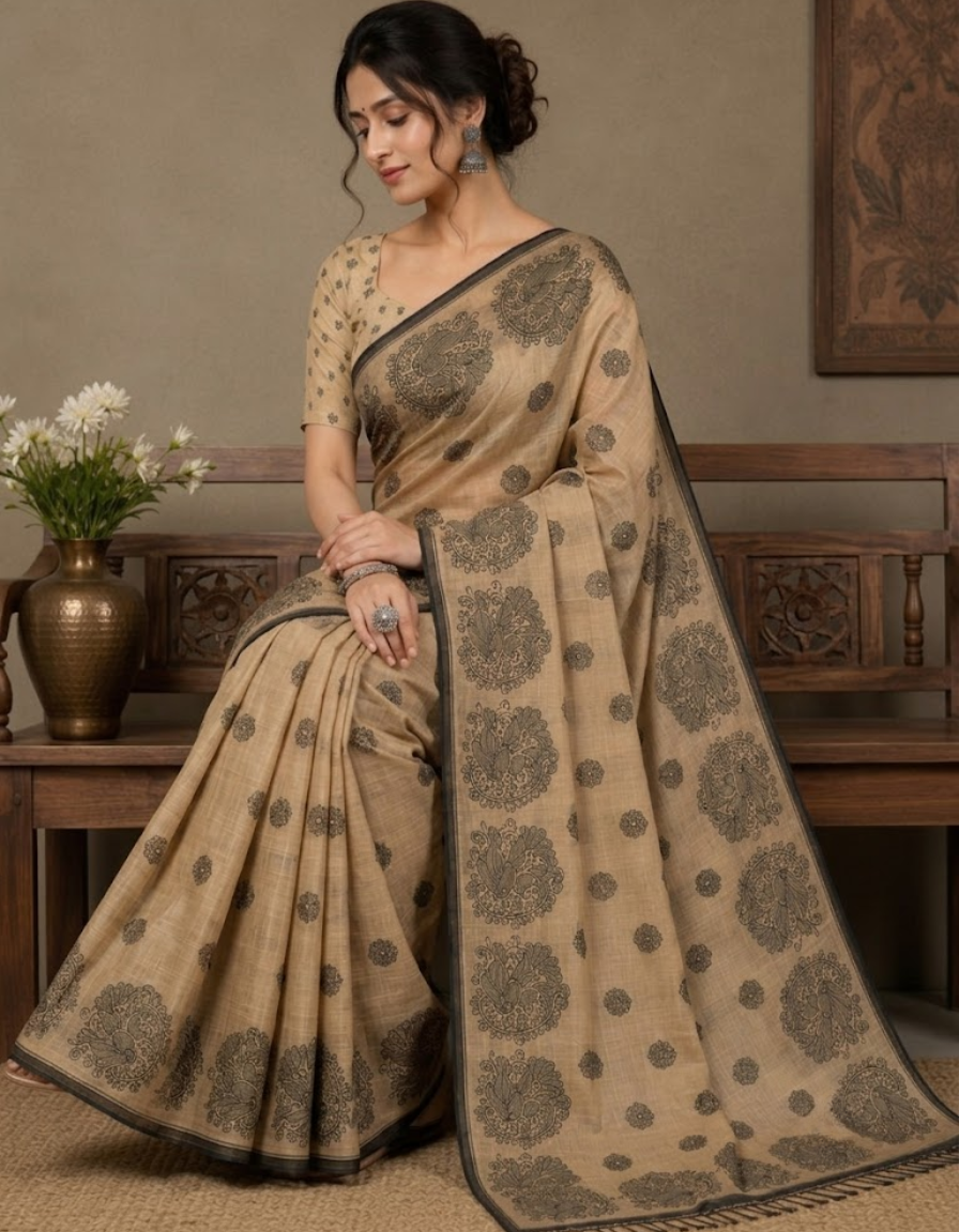 Ethereal Grace: Handwoven Muslin Jamdani Saree