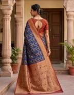 Elegant Royal Blue Banarasi Silk Saree