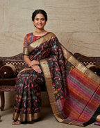 Elegant Monika Silk Saree with Colorful Weaving & Zari border
