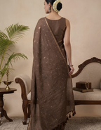 Brown Ghicha silk saree