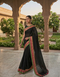 Hand-Woven Black Mul Cotton Saree