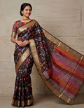 Elegant Monika Silk Saree with Colorful Weaving & Zari border