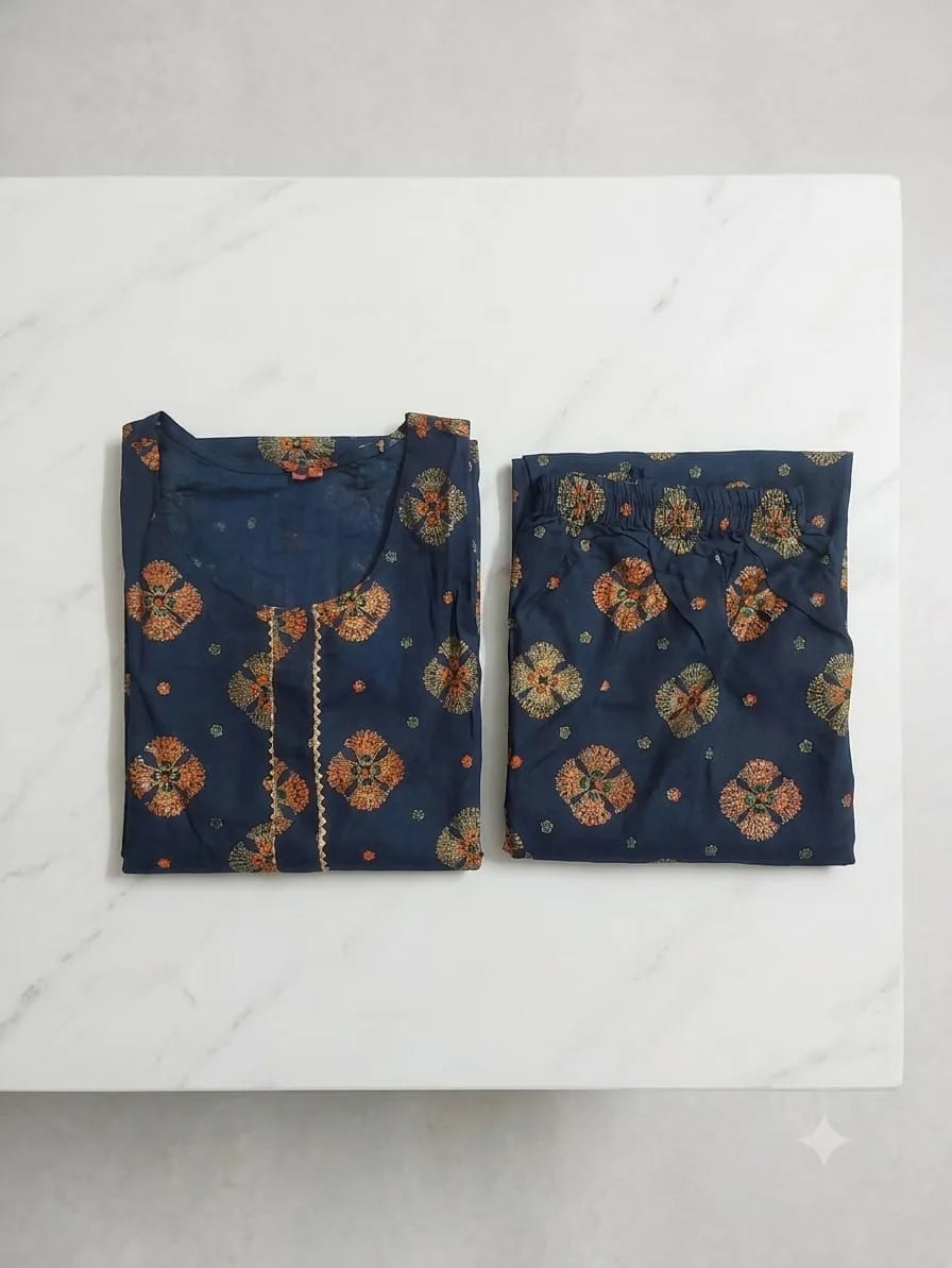 Navy Blue Petal Elegance
