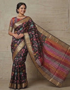 Elegant Monika Silk Saree with Colorful Weaving & Zari border