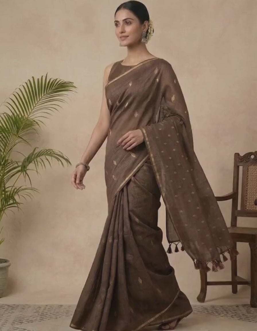 Brown Ghicha silk saree